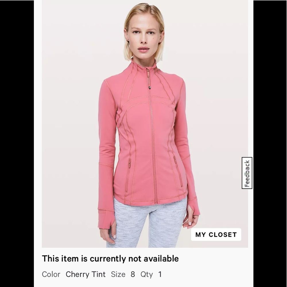 Lululemon Cherry Tint Define jacket size 8